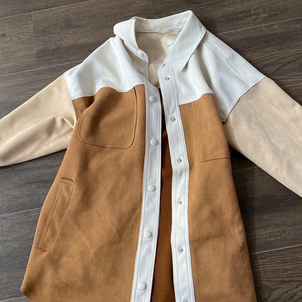 Brown and white suede jacket size small